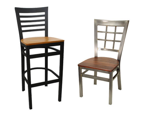 Gladiator Bar Stool and Chair with Wood Seats