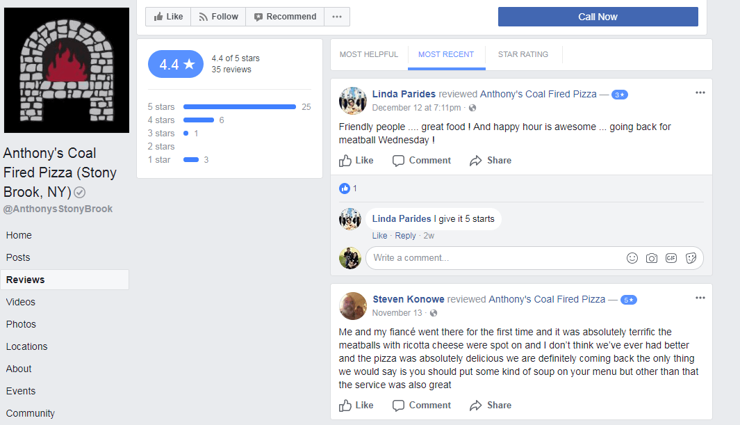 Facebook Reviews Page
