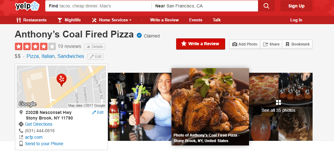 Yelp Business Page