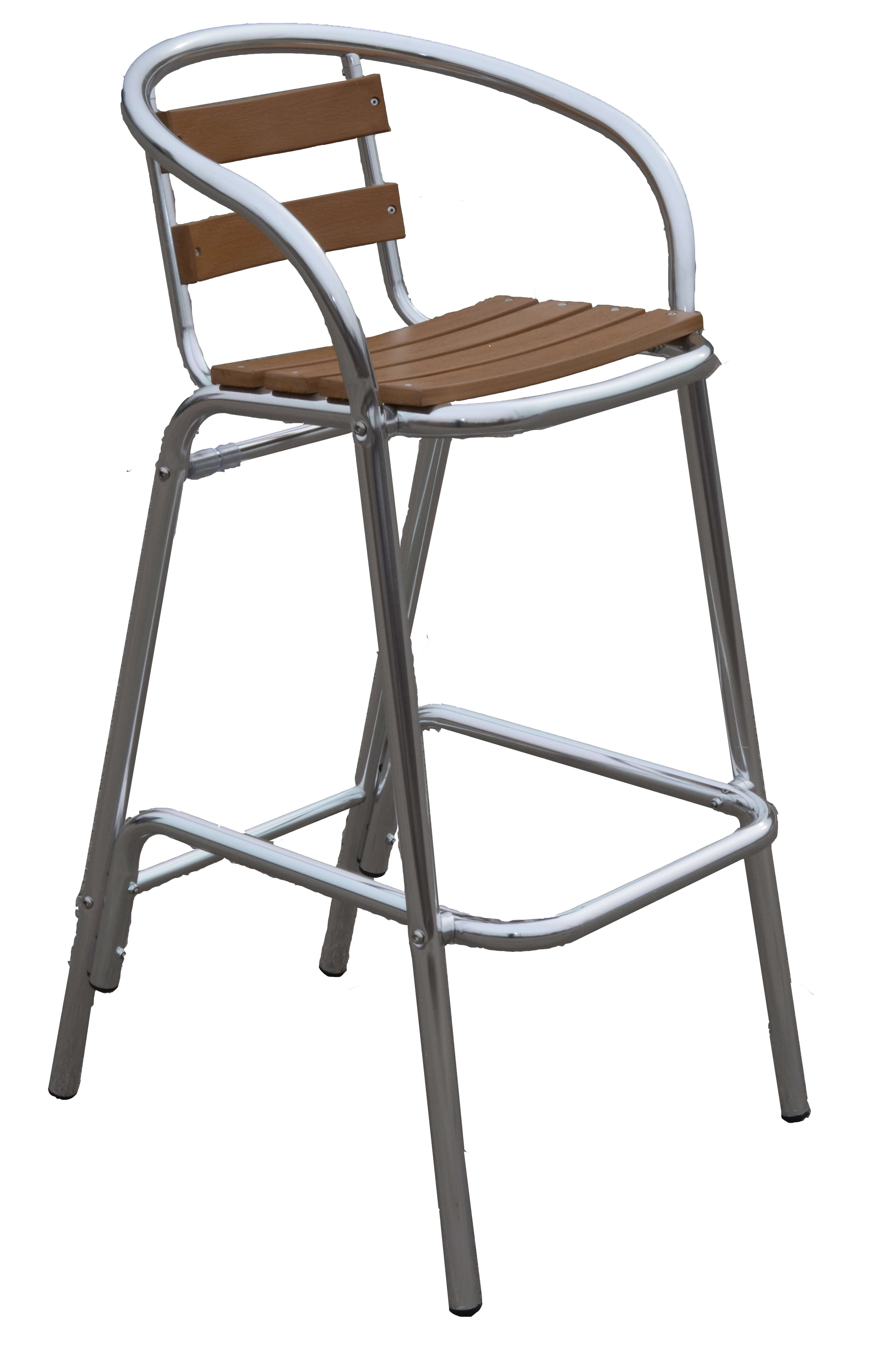 teak-inspired polywood bar stool